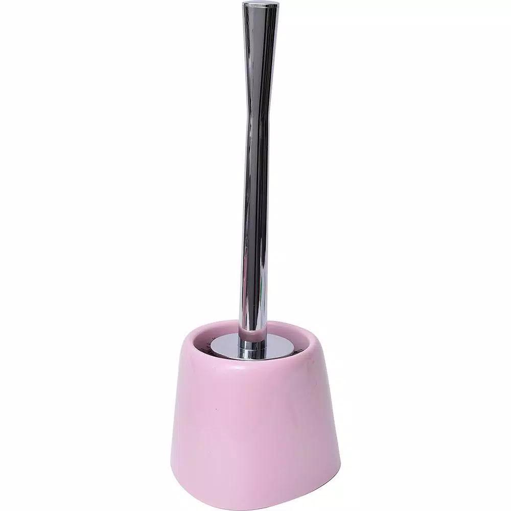 Unbranded Light Pink Toilet Bowl Brush with Holder, Modern Polypropylene Design with Chrome Finish Handle