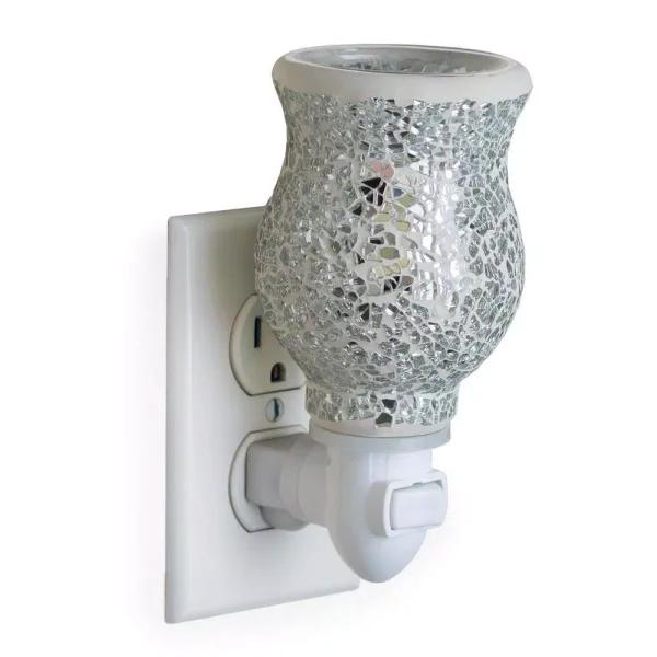 Candle Warmers Etc Reflection 5.7 in. Pluggable Fragrance Warmer - Silver Glass Mosaic