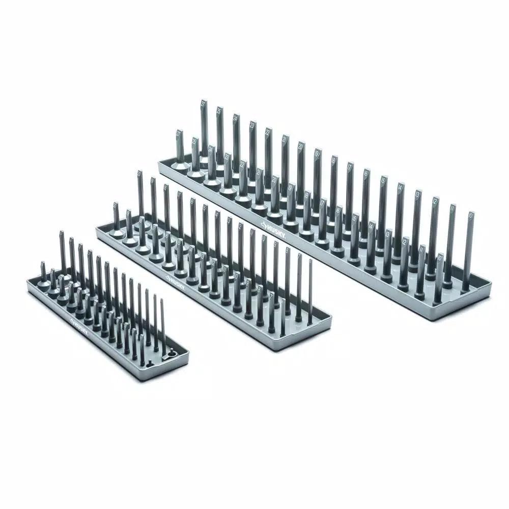 Husky 6-Piece SAE and Metric Socket Rack Set for 1/4 in., 3/8 in., and 1/2 in. Drives