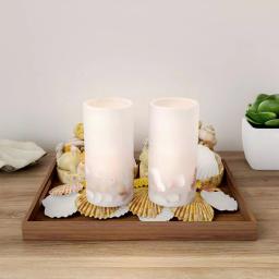 Lavish Home Seashell LED Flameless Candle Set of 2 - Real Wax Coastal Decor thumbnail 5