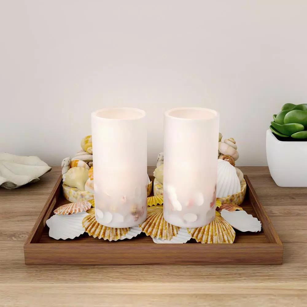 Lavish Home Seashell LED Flameless Candle Set of 2 - Real Wax Coastal Decor