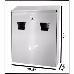 Alpine Industries Stainless Steel Wall Mounted Cigarette Disposal Station Outdoor Ashtray thumbnail 5