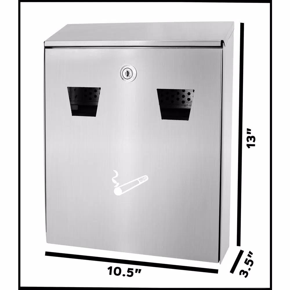 Alpine Industries Stainless Steel Wall Mounted Cigarette Disposal Station Outdoor Ashtray