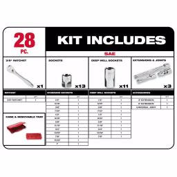 Milwaukee 3/8 in. Drive SAE/Metric Ratchet and Socket Mechanics Tool Set, 60-Piece thumbnail 2