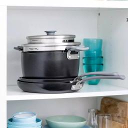 GreenPan Levels Essential 6-Piece Aluminum Ceramic Nonstick Cookware Set, Gray thumbnail 3