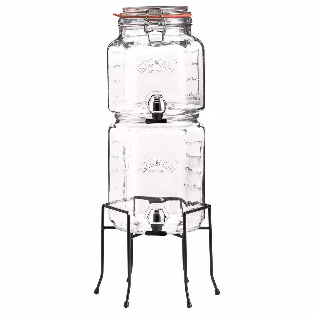 Kilner Stackable Glass Beverage Dispenser Set with Taps and Stand