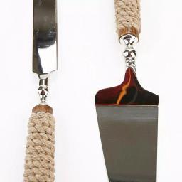 Mind Reader 2-Piece Roped Handle Dessert Tool Set, 18/10 Stainless Steel Cake Knife and Server thumbnail 2