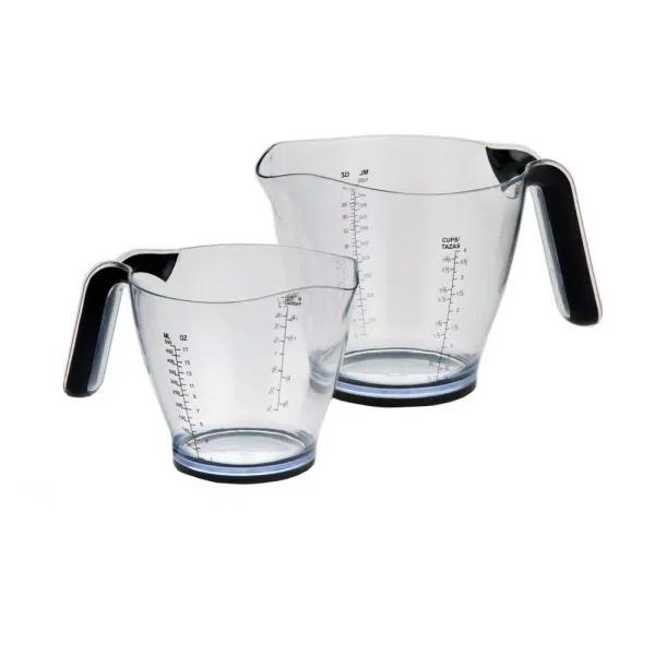 Cook Pro 2-Piece Plastic Measuring Cup Set with Non-Slip Grip Handles and Nesting Design