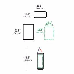 Boyel Living 13 Gallon Stainless Steel Rectangular Kitchen Step Trash Can with Black Lid thumbnail 7