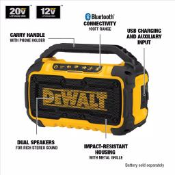 DEWALT 20V MAX Bluetooth Jobsite Speaker Kit with 3.0 Ah Battery and Charger thumbnail 3