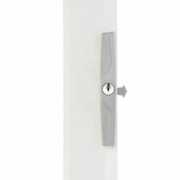 Prime-Line Gray Diecast Patio Door Handle with Wood Grip, Tee Lock with Key, 3-15/16 in. Mounting thumbnail 2