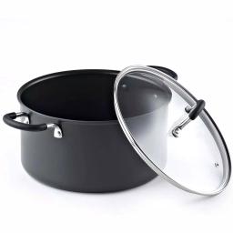 Cook N Home 6 Qt. Hard-Anodized Aluminum Nonstick Casserole Dish with Glass Lid, Black thumbnail 4
