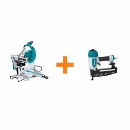 Makita 12 in. 15 Amp Dual-Bevel Sliding Compound Miter Saw with Laser & AF601 16-Gauge Finish Nailer Bundle thumbnail 1