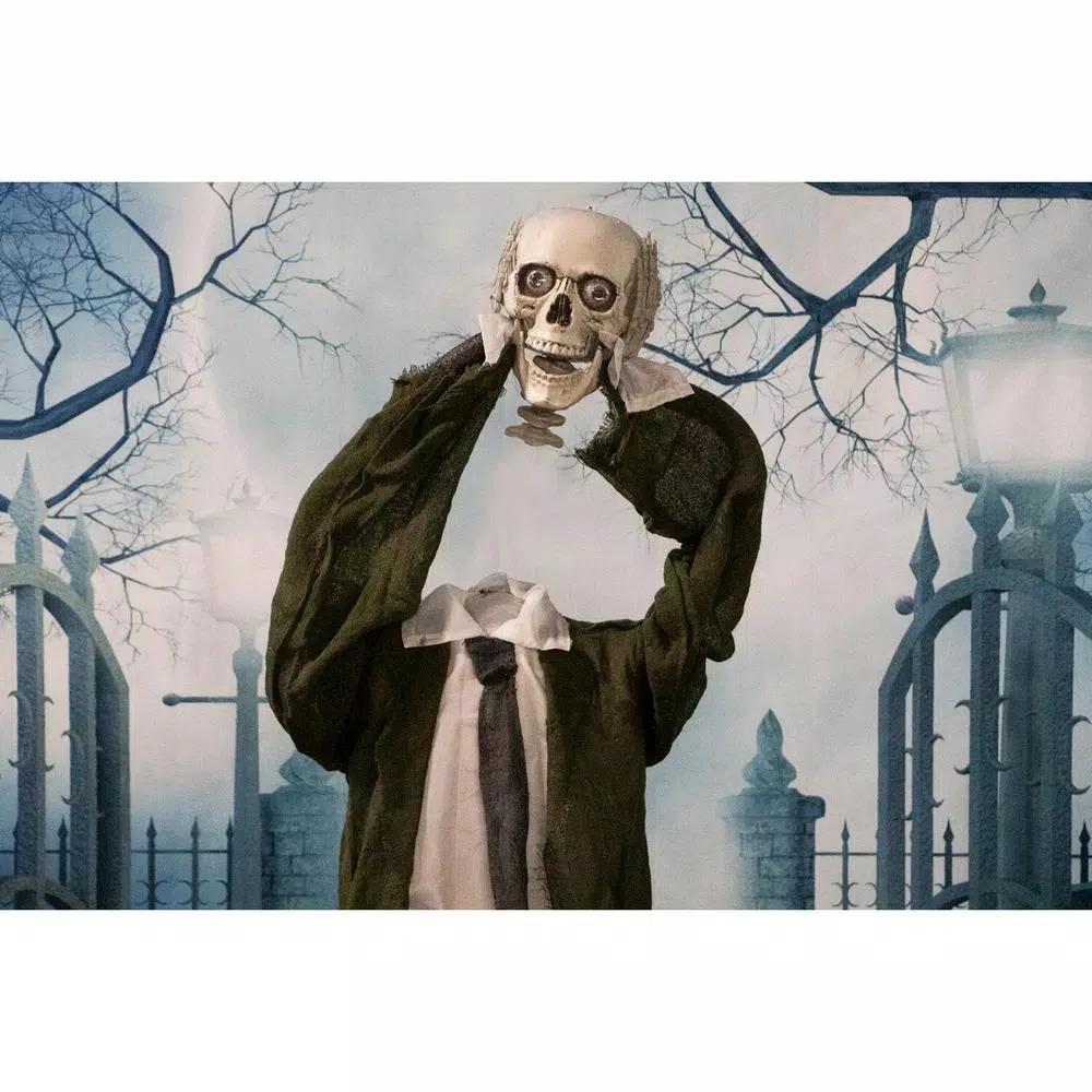 Haunted Hill Farm 5 ft. Animatronic Headless Man Halloween Prop with Talking Skull