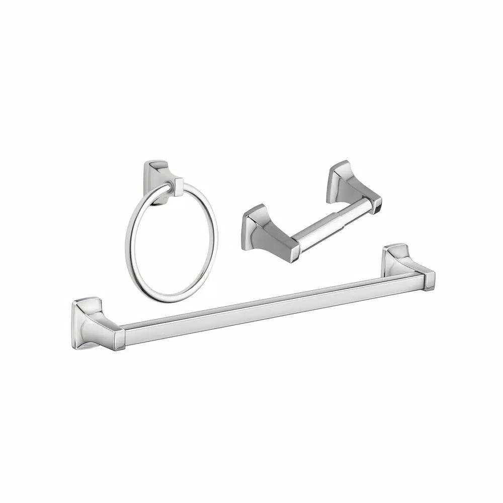 Unbranded Adler 3-Piece Chrome Bathroom Hardware Set with Adjustable 18-24 in. Towel Bar