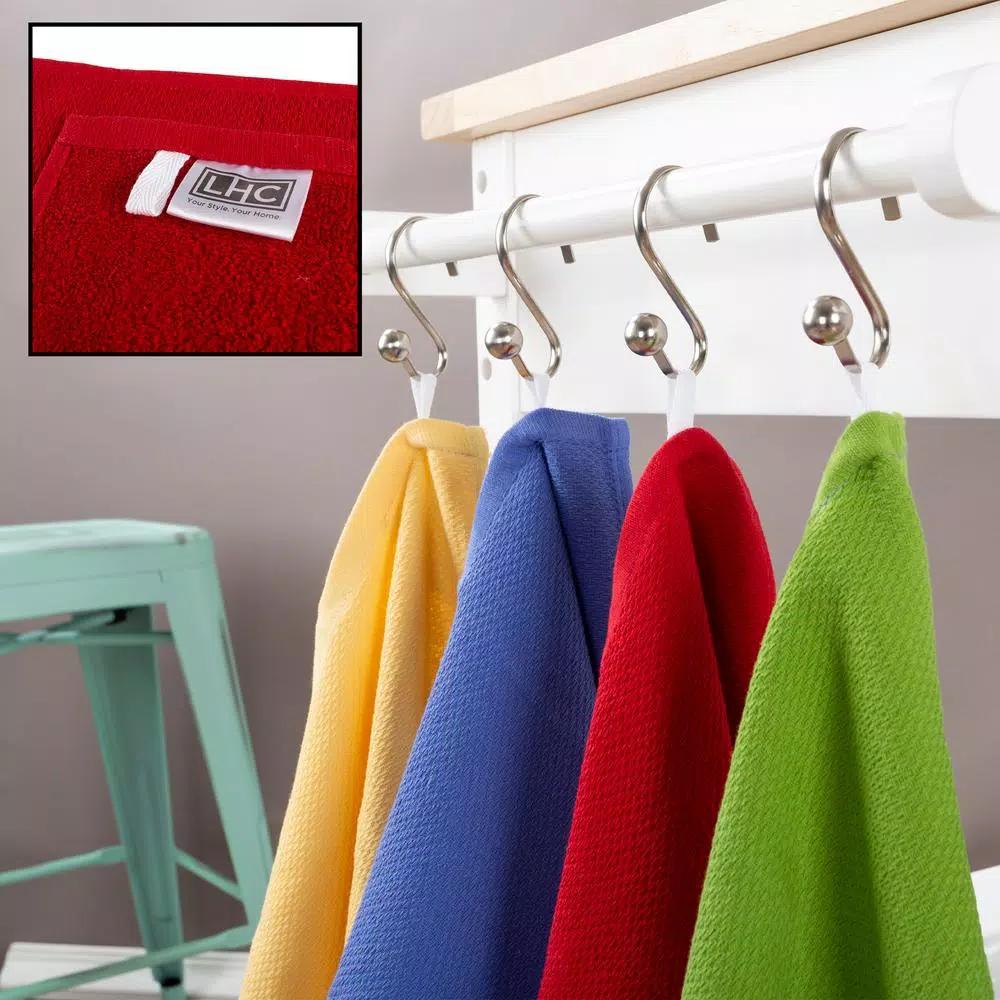 Lavish Home 8-Piece Multi-Color Cotton Kitchen Towel Set with Diamond Weave Pattern