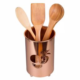 Creative Home Copper Plated Metal Utensil Holder with Laser Cut Lemon Motif Kitchen Tool Crock thumbnail 5