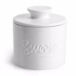 Sweese White Porcelain French Butter Crock, 6 oz. Butter Dish for Soft Spreadable Butter thumbnail 1