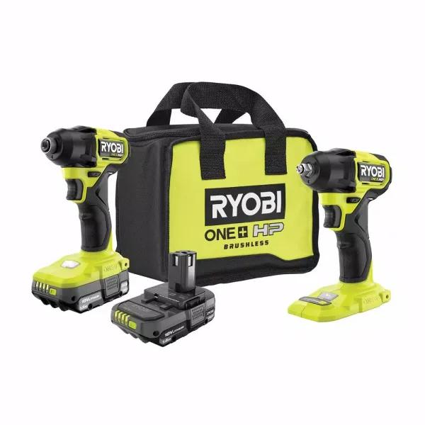 RYOBI ONE+ HP 18V Brushless Cordless 2-Tool Kit: 1/4 in. Impact Driver & 3/8 in. Impact Wrench