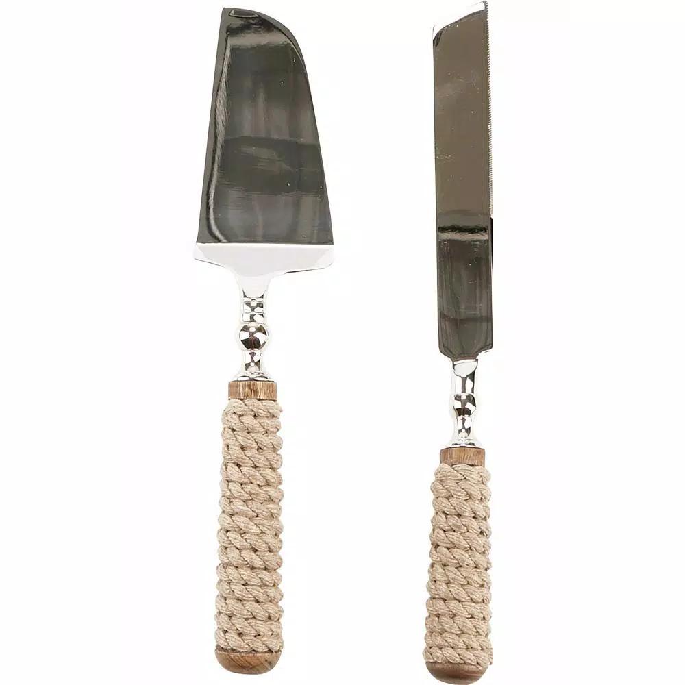 Mind Reader 2-Piece Roped Handle Dessert Tool Set, 18/10 Stainless Steel Cake Knife and Server