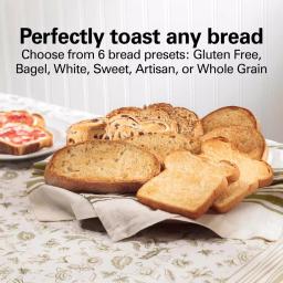 Hamilton Beach Expert-Toast 2-Slice Toaster, 900W, Black and Stainless Steel with Wide Slots thumbnail 3
