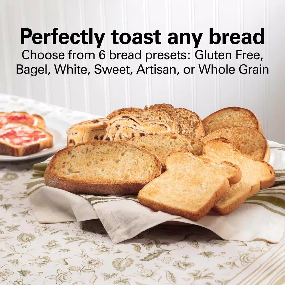 Hamilton Beach Expert-Toast 2-Slice Toaster, 900W, Black and Stainless Steel with Wide Slots