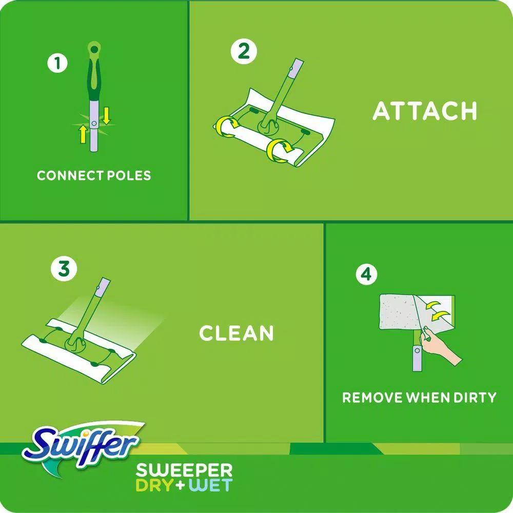 Swiffer Sweeper 2-in-1 Dry and Wet Mop Starter Kit with Microfiber Flat Mop Head