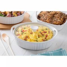 Corningware French White 2.5-Qt Oval Ceramic Casserole Dish with Glass Lid thumbnail 2
