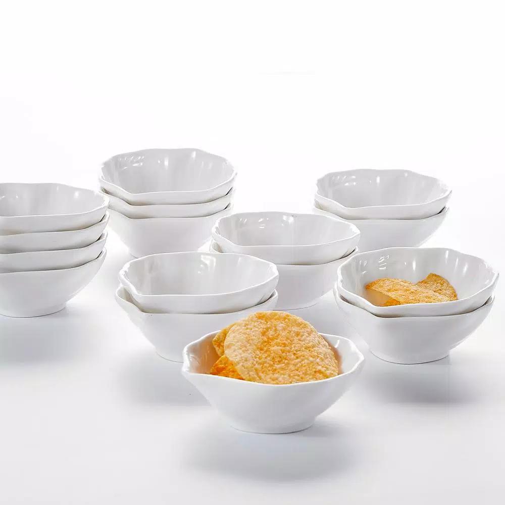 MALACASA 3.5 in. White Porcelain Ramekins Set, 16-Piece Ceramic Souffle Dishes and Serving Bowls