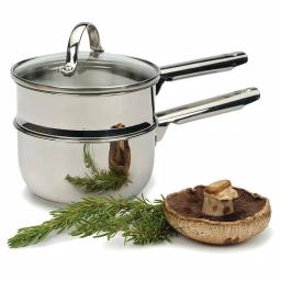 RSVP International Endurance 1 Qt. Stainless Steel Induction Double Boiler with Glass Lid thumbnail 3