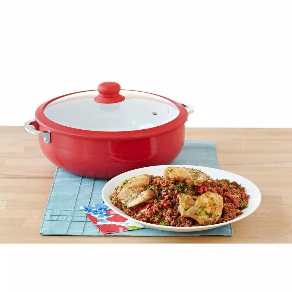 IMUSA 3.2 Qt. Ceramic Nonstick Caldero with Glass Lid and Silicone Rim