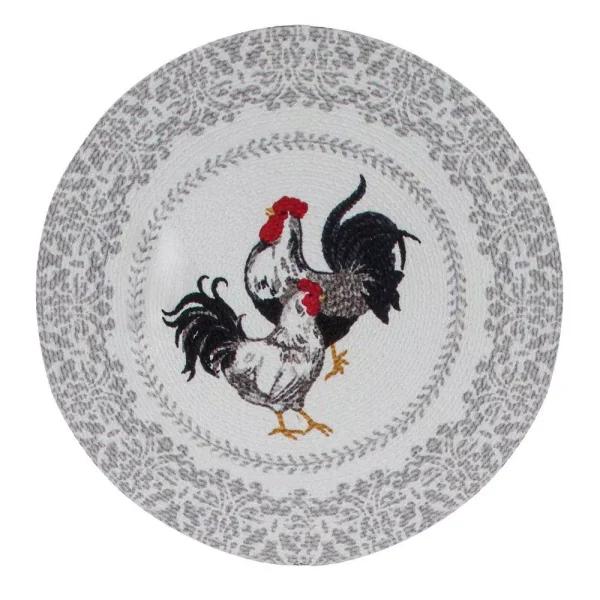 Kay Dee Farmers Market Rooster Print Cotton Multi Braided Placemats, Set of 4