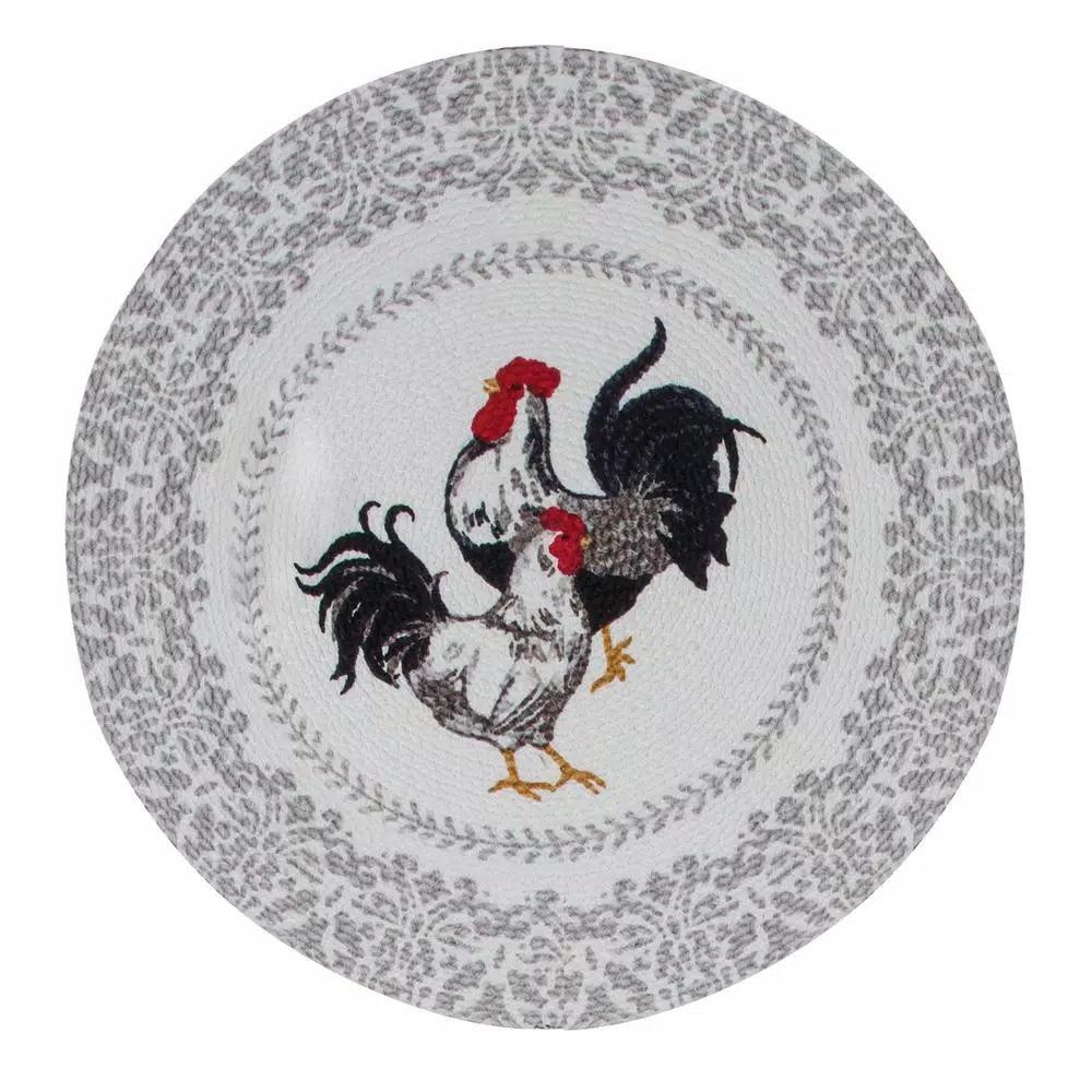 Kay Dee Farmers Market Rooster Print Cotton Multi Braided Placemats, Set of 4