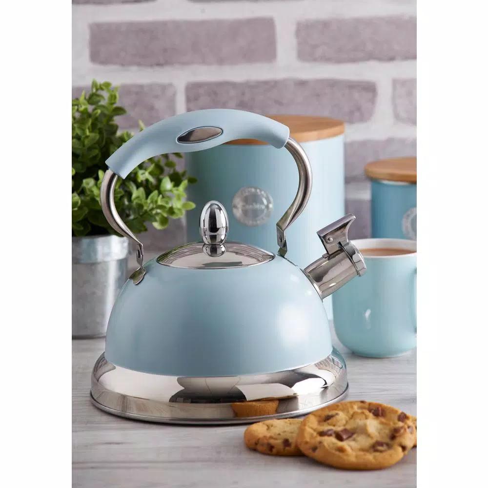 Typhoon Living Blue 10.5-Cup 85 fl. oz. Stainless Steel Stove Top Whistling Kettle