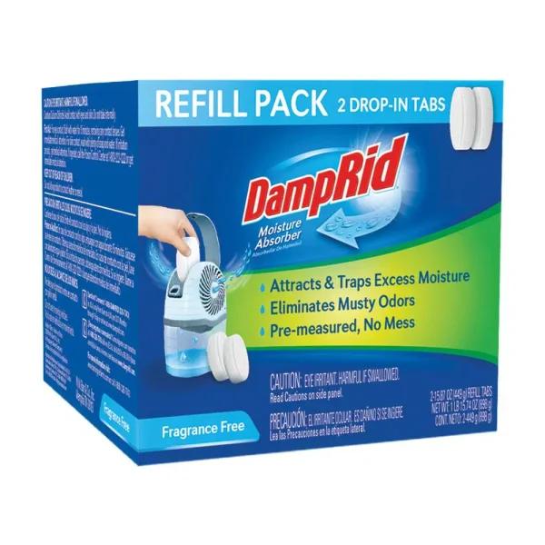 DampRid Fragrance Free Drop-In Tab Moisture Absorber Refills, 15.8 oz (2-Pack)
