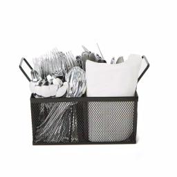 Mind Reader 4-Section Black Mesh Cutlery Caddy, Stainless Steel Flatware Organizer for Countertops thumbnail 1