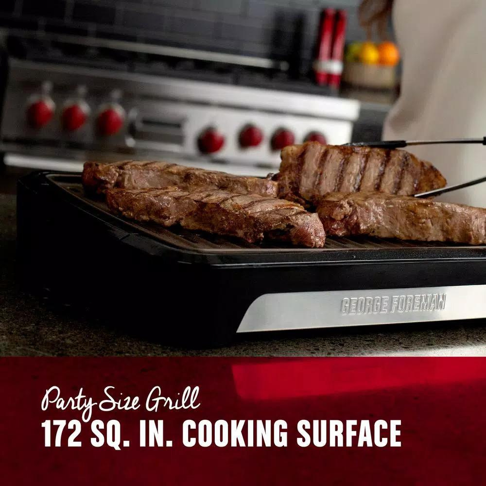 George Foreman Smokeless Indoor Countertop Grill, 172 sq. in. Cooking Surface, Black