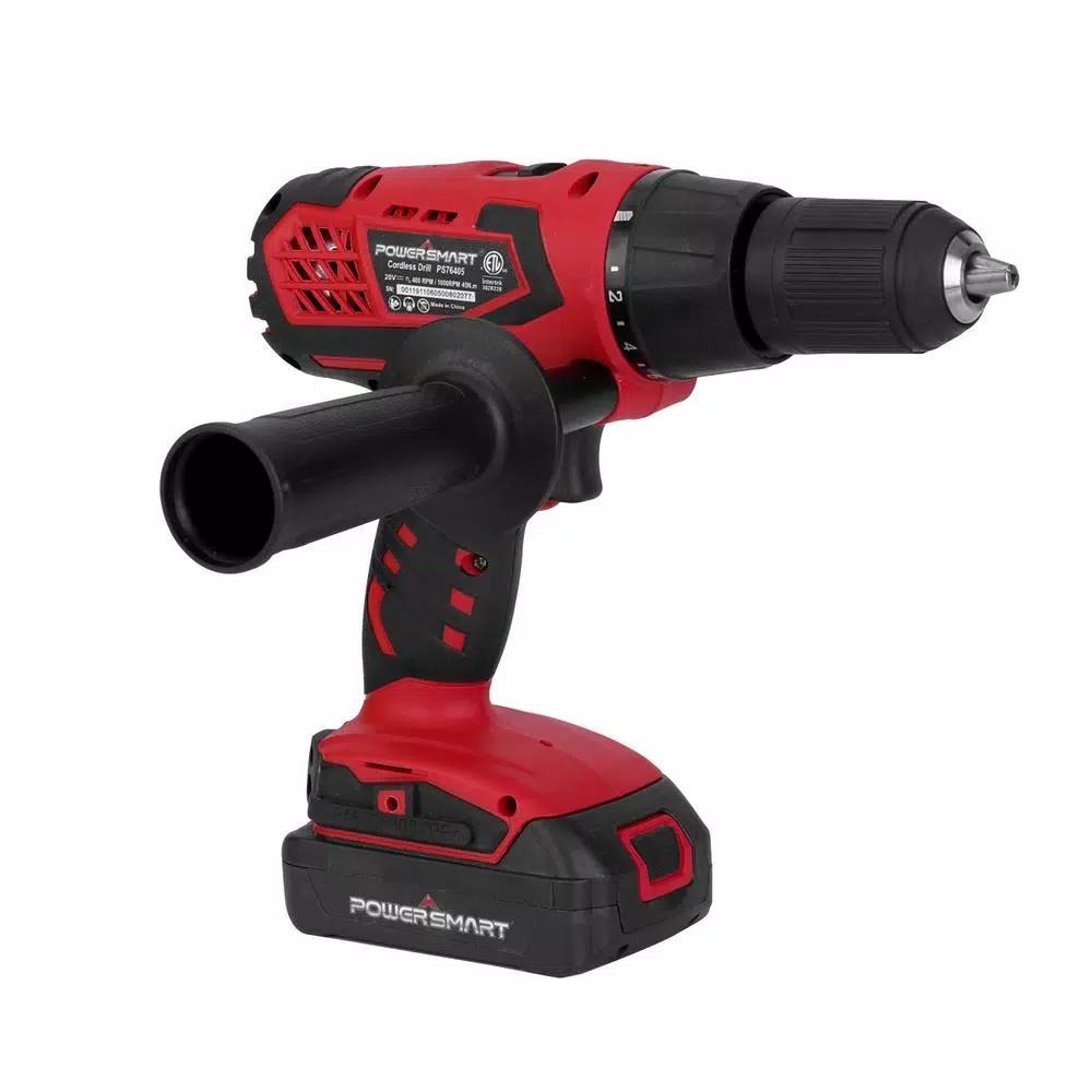 PowerSmart PowerSmat 20V Cordless 3/8 in. Drill/Driver with 1.5 Ah Lithium-Ion Battery and Charger