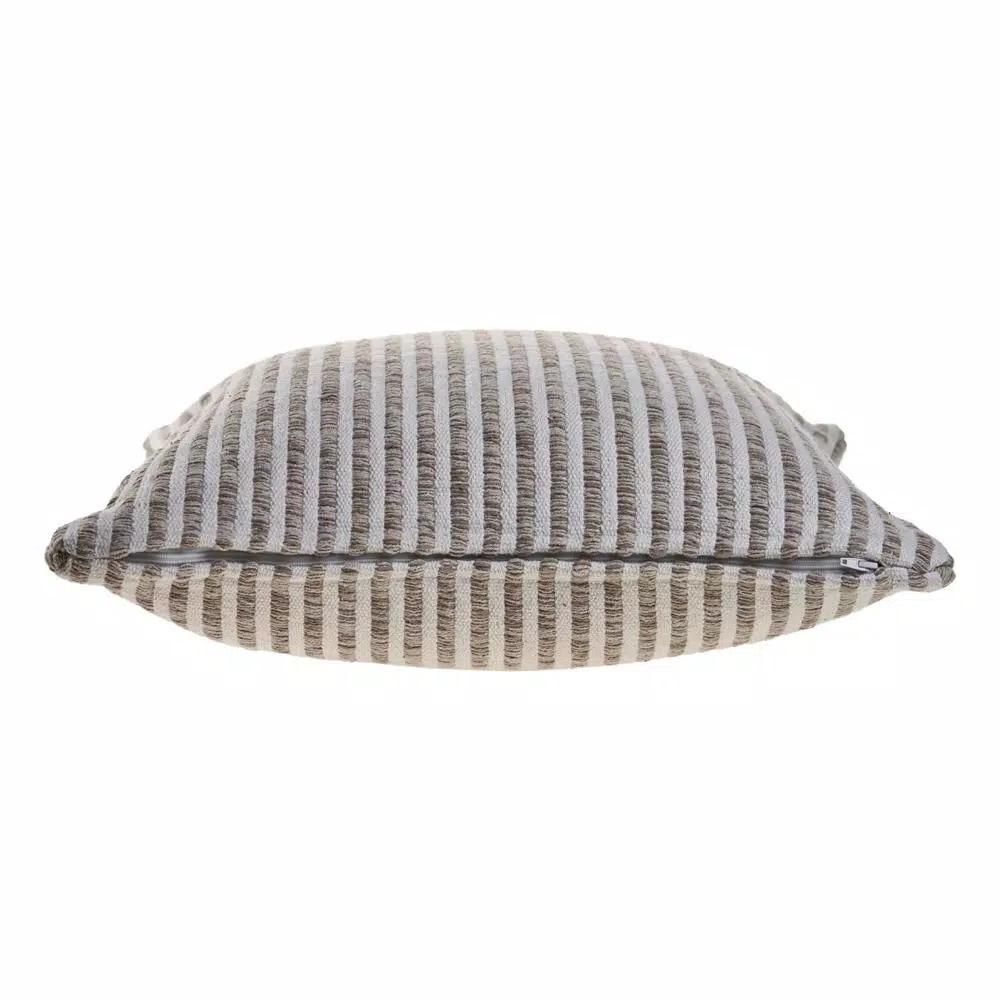 LR Home Beige and Cream Striped 22 in. x 22 in. 100% Cotton Throw Pillow