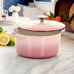 Crock-Pot Artisan 3 Qt. Round Enameled Cast Iron Dutch Oven with Lid, Blush Pink thumbnail 3