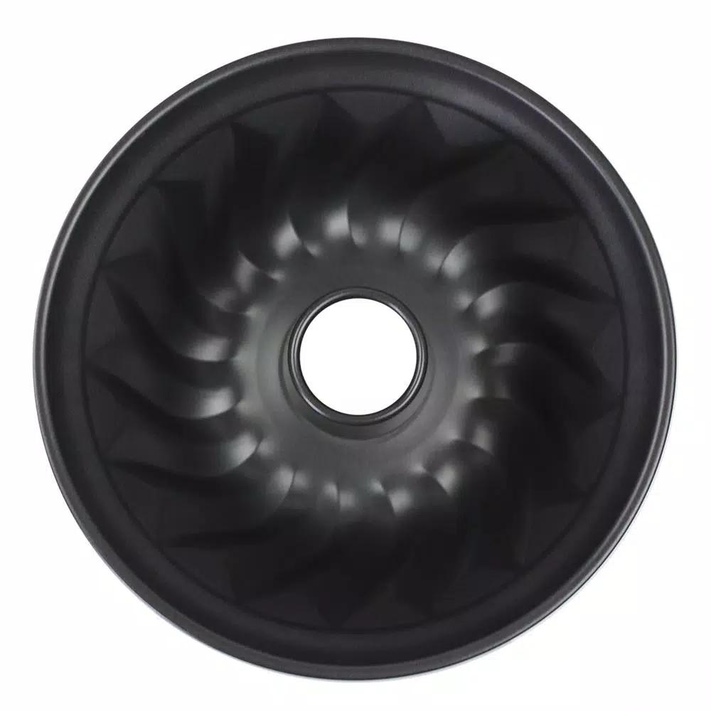 Home Basics Non-Stick Steel Fluted Bundt Cake Pan, Grey