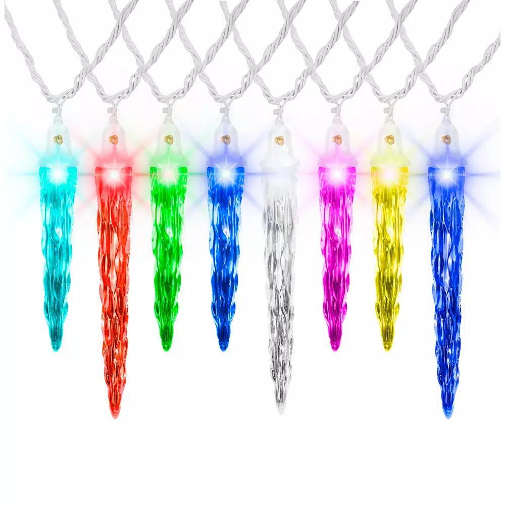 LightShow 12.5 ft. 12-Light Color Changing LED Icicle Christmas String Light Set, Multi-Color