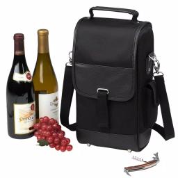 Unbranded NY Black Insulated 2-Bottle Wine Tote Bag with Corkscrew thumbnail 2