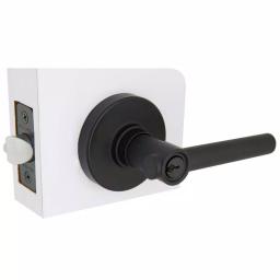 Defiant Highland Matte Black Keyed Entry Door Lever with Round Rose thumbnail 3