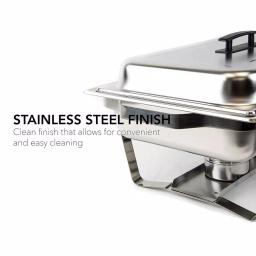 Alpha Living 8 Qt. Stainless Steel Chafing Dish Set with 2 Full and 2 Half Pans thumbnail 7