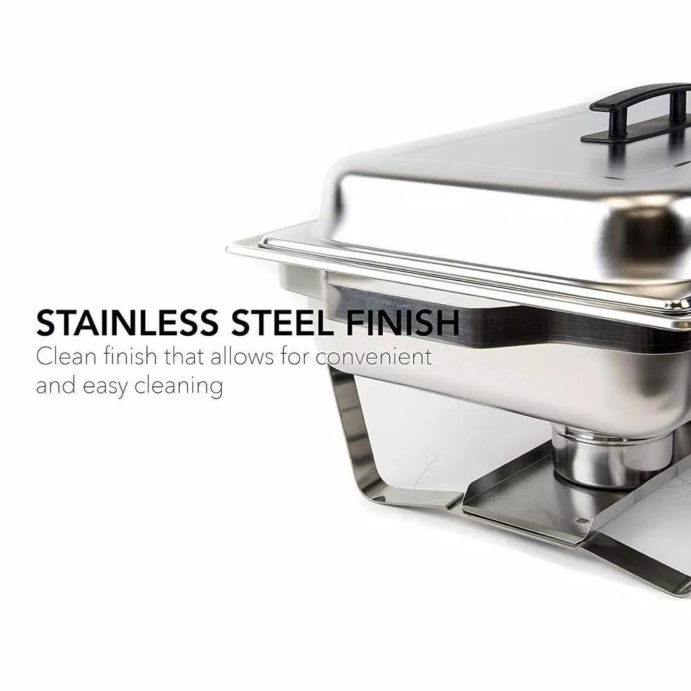 Alpha Living 8 Qt. Stainless Steel Chafing Dish Set with 2 Full and 2 Half Pans