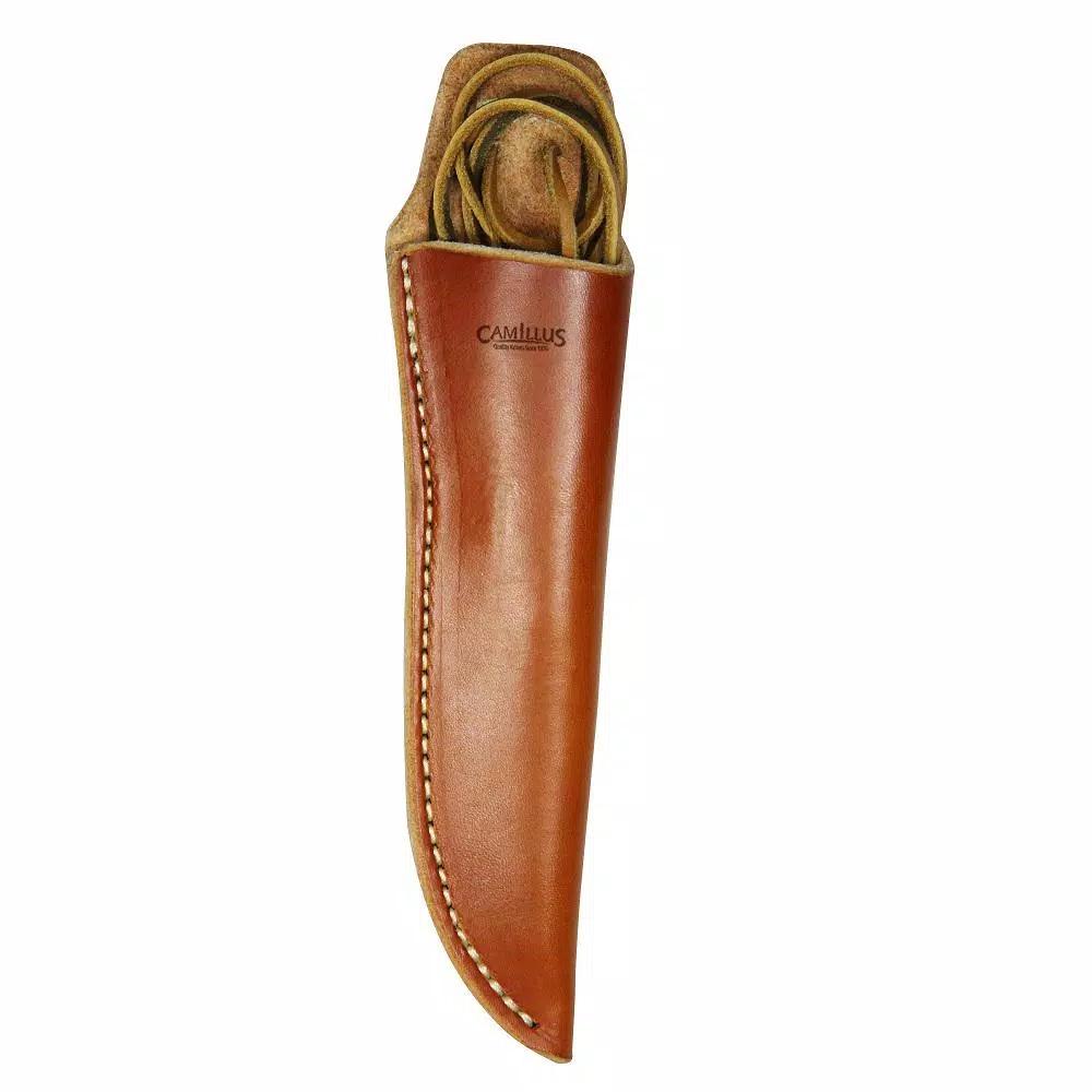 Camillus Bushcrafter 8.5 in. 1095 High Carbon Steel Fixed Blade Knife with Micarta Handle and Leather Sheath
