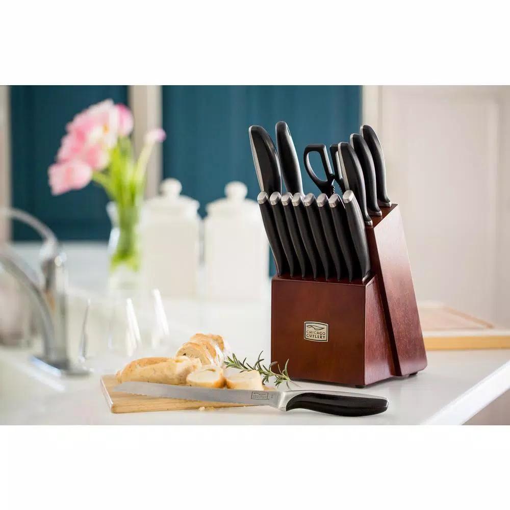 Chicago Cutlery Avondale 16-Piece German Stainless Steel Knife Set with Wood Block