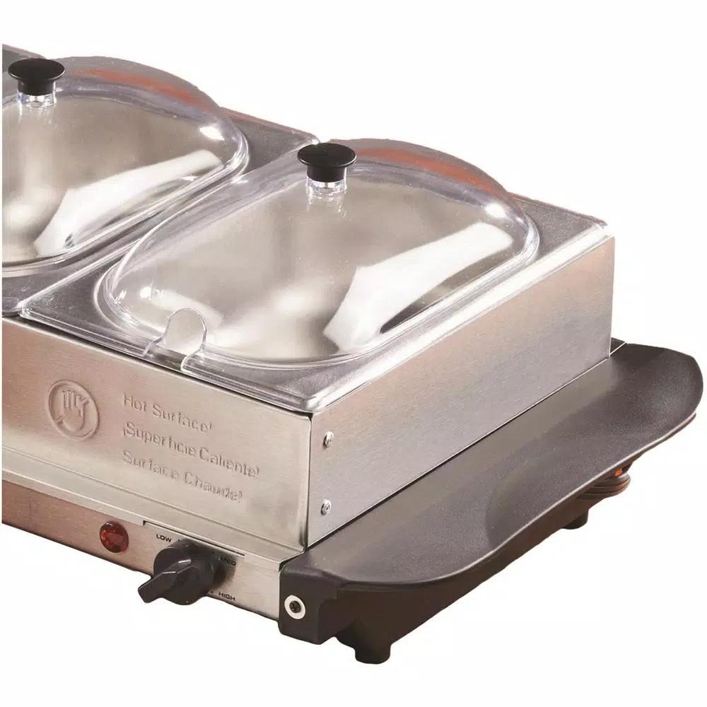 Brentwood Appliances BF-315 4.5 Qt. Stainless Steel 3-Pan Buffet Server and Warming Tray
