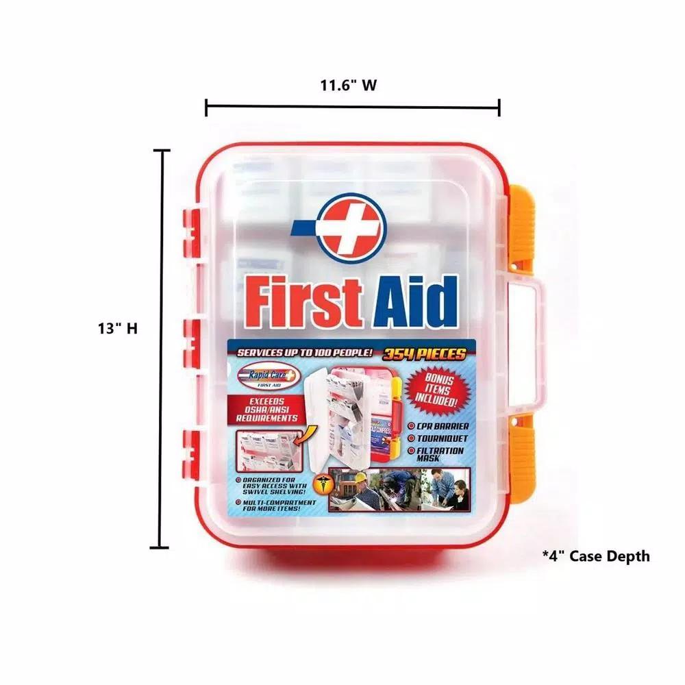 Rapid Care 354-Piece OSHA Compliant Industrial First Aid Kit with Wall Mountable Poly Cabinet